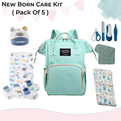 Baby Care Accessories Diaper Bag, Muslin Wrap, Swaddle Wrap and Nail Care Accessories Combo