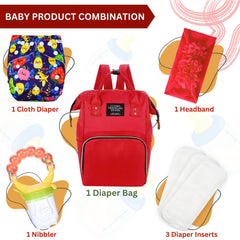 Baby Care Accessories Cloth Diaper, Inserts, Diaper Bag, Headbands, Nibbler (Set of 5)
