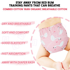 Waterproof Breathable Cotton Potty Training Pants for Babies (Pink Swan)