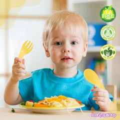Baby Spoon and fork Set for Baby Feeding (Yellow)
