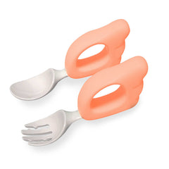 Baby Spoon and fork Set for Baby Feeding (Light Pink)