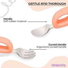 Baby Spoon and fork Set for Baby Feeding (Light Pink)