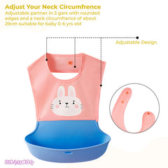 Adjustable Feeding Bib Apron for Baby Feeding (Pink)