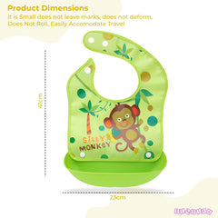 Washable and Lightweight Baby Feeding Bib (Monkey Green)