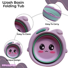 Multipurpose Baby Essential Wash Basin for Baby (Cartoon Magenta)
