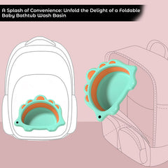 Multipurpose Baby Essential Wash Basin for Baby (Dino Sea Green)