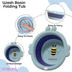 Multipurpose Baby Essential Wash Basin for Baby (Bee Sky Blue)