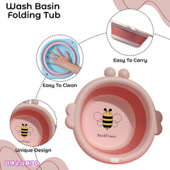 Multipurpose Baby Essential Wash Basin for Baby (Bee Pink)