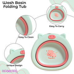 Multipurpose Baby Essential Wash Basin for Baby (Piggy Sea Green)
