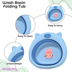 Multipurpose Baby Essential Wash Basin for Baby (Piggy Sky Blue)
