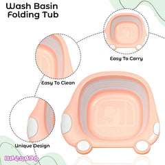 Multipurpose Baby Essential Wash Basin for Baby (Car Pink)