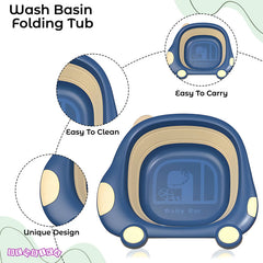 Multipurpose Baby Essential Wash Basin for Baby (Car Navy Blue)
