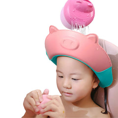 Soft Bathing Baby Shower Cap for Eye Protection and Hair Wash (Piggy Pink)