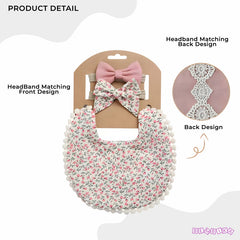 Washable and Lightweight Baby Feeding Bib and Bow (Pink)