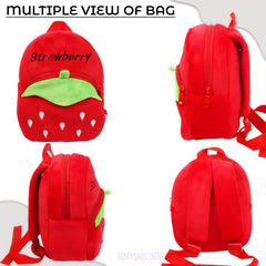 Kindergarten Cute Cartoon Kids School Bag for Boys and Girls (Fabric Strawberry Red)