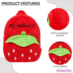 Kindergarten Cute Cartoon Kids School Bag for Boys and Girls (Fabric Strawberry Red)
