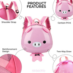 Kindergarten Cute Cartoon Kids School Bag for Boys and Girls (Eggshell Pig - 3D)