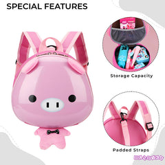 Kindergarten Cute Cartoon Kids School Bag for Boys and Girls (Eggshell Pig - 3D)