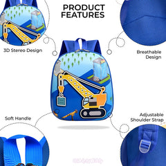 Kindergarten Cute Cartoon Kids School Bag for Boys and Girls (Crane Print - 3D)