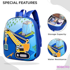 Kindergarten Cute Cartoon Kids School Bag for Boys and Girls (Crane Print - 3D)