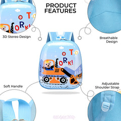 Kindergarten Cute Cartoon Kids School Bag for Boys and Girls (forklift Print - 3D)