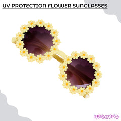 Kids Sunglasses Stylish and Compact Kids Eyewear for Summer (Floral|Yellow)
