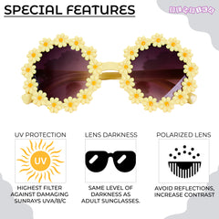 Kids Sunglasses Stylish and Compact Kids Eyewear for Summer (Floral|Yellow)