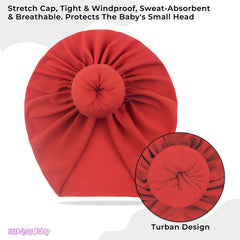 Compact and Stylish Baby Cap (Bun Red)