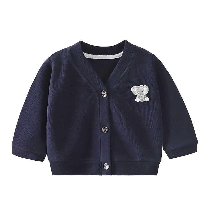 Woollen Knitted Full Sleeve Sweater for Kids (Dark Blue)