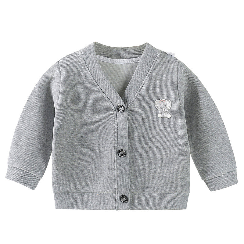 Woollen Knitted Full Sleeve Sweater for Kids (Grey)