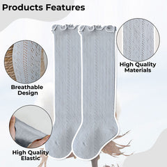 Baby Knee High Socks for Baby Soft Cotton Non-Slip and Stylish Designs (Grey)