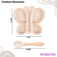 Baby Feeding Essential Baby Dinner Set Infant Training Eating Utensils-Beige