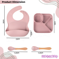 Baby Feeding Essential Baby Dinner Set Infant Training Eating Utensils (Blush)