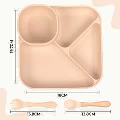 Baby Feeding Essential Baby Dinner Set Infant Training Eating Utensils (Beige)