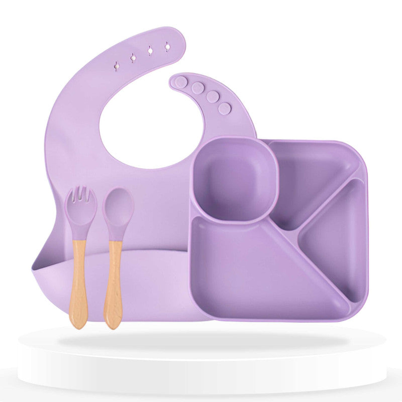 Baby Feeding Essential Baby Dinner Set Infant Training Eating Utensils (Purple)