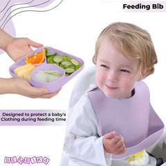 Baby Feeding Essential Baby Dinner Set Infant Training Eating Utensils (Purple)