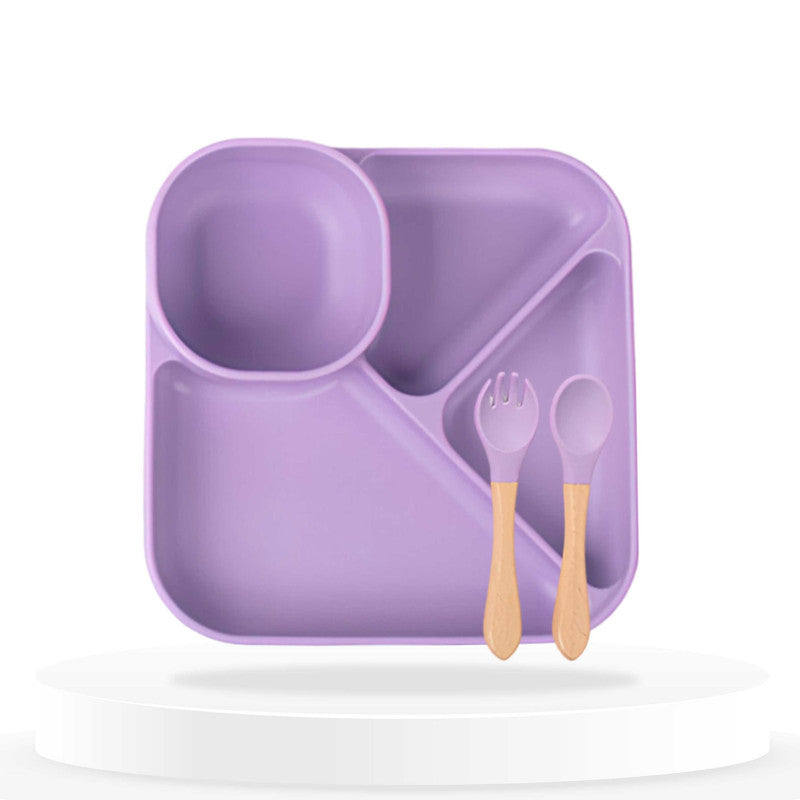 Baby Feeding Essential Baby Dinner Set Infant Training Eating Utensils (Purple)