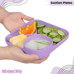 Baby Feeding Essential Baby Dinner Set Infant Training Eating Utensils (Purple)