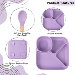 Baby Feeding Essential Baby Dinner Set Infant Training Eating Utensils (Purple)