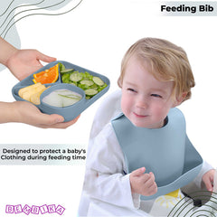Baby Feeding Essential Baby Dinner Set Infant Training Eating Utensils (Light Blue)