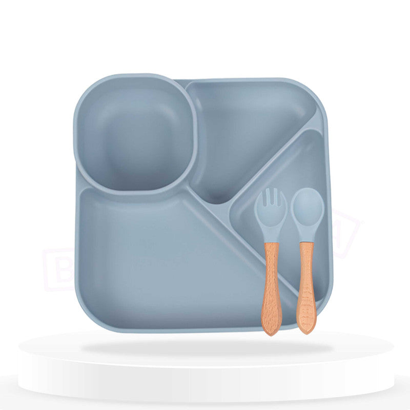 Baby Feeding Essential Baby Dinner Set Infant Training Eating Utensils (Blue)