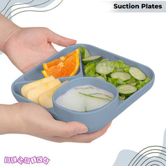 Baby Feeding Essential Baby Dinner Set Infant Training Eating Utensils (Blue)