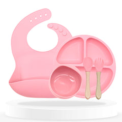 Baby Feeding Essential Baby Dinner Set Infant Training Eating Utensils (Light Pink)