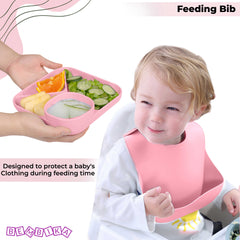 Baby Feeding Essential Baby Dinner Set Infant Training Eating Utensils (Light Pink)