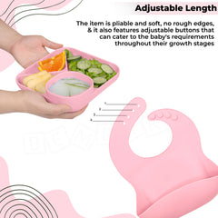 Baby Feeding Essential Baby Dinner Set Infant Training Eating Utensils (Light Pink)