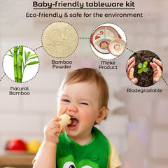 Baby Feeding Essential Baby Dinner Set Infant Training Eating Utensils (Brown Monkey 5 Pcs)