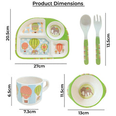 Baby Feeding Essential Baby Dinner Set Infant Training Eating Utensils (Green Elephant 5Pcs)