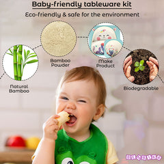 Baby Feeding Essential Baby Dinner Set Infant Training Eating Utensils (Blue Fishtail Cat 5Pcs)