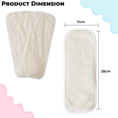 Wetfree Reusable & Washable Cotton Diaper Nappy Inserts for Baby (White)