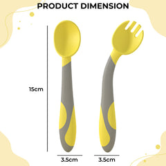 Baby Spoon and fork Set for Baby Feeding (Lemon Yellow)
